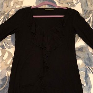 Velvet brand pretty ruffle black blouse